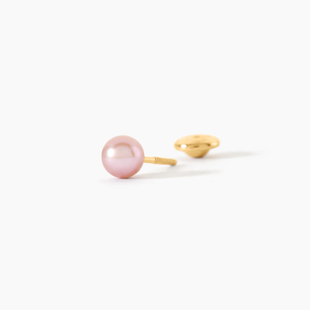 Boucles D'Oreilles Puces Bianca Or Jaune Perle De Culture - Clous d'oreilles Enfant | Histoire d&rsquo;Or