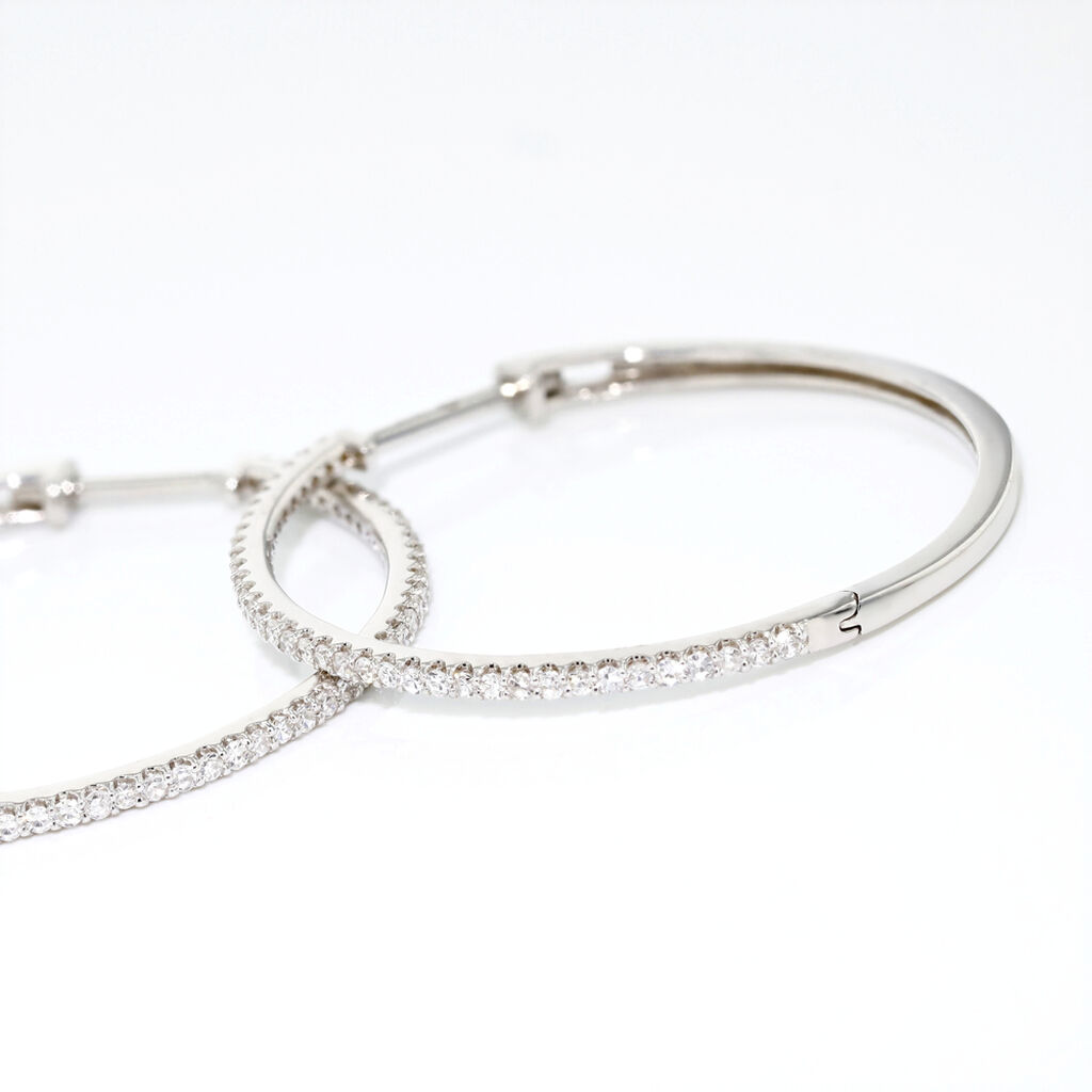Créoles Aryanna Rondes Or Blanc Diamant - Boucles d'oreilles créoles Femme | Histoire d’Or