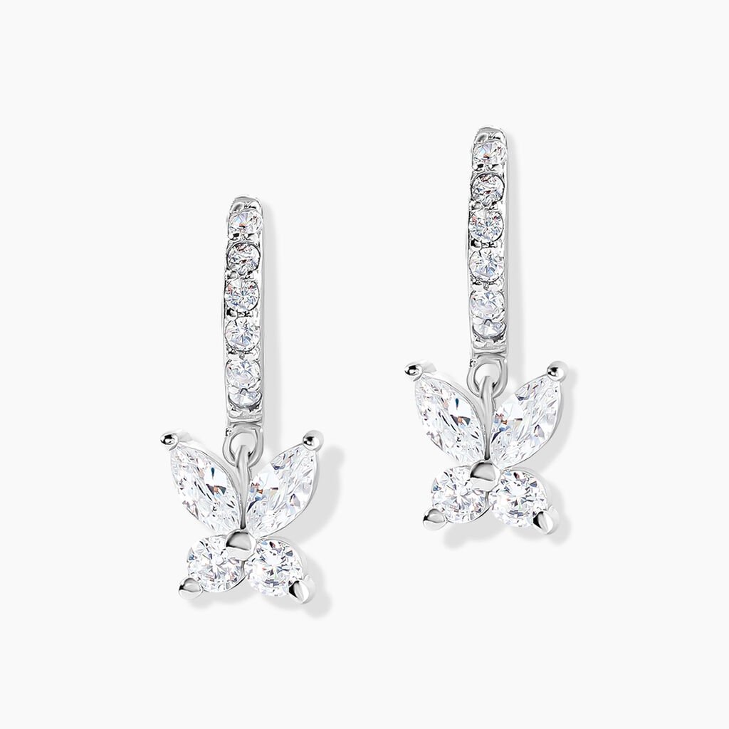 Créoles Argent Blanc Karitate Oxydes De Zirconium - Boucles d'oreilles créoles Femme | Histoire d’Or