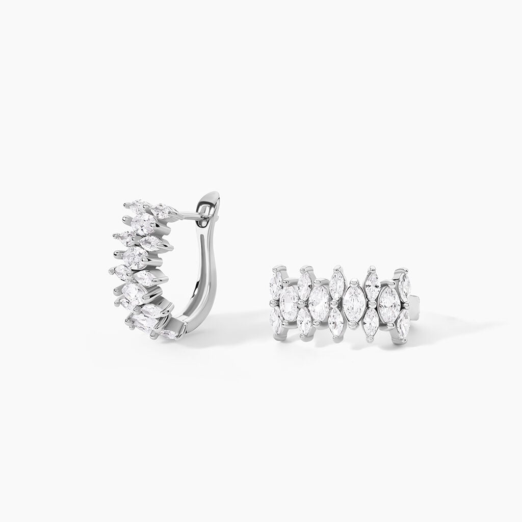 Bijoux D'Oreilles Tapis Rouge Argent Blanc Oxyde De Zirconium - Ear cuffs Femme | Histoire d&rsquo;Or