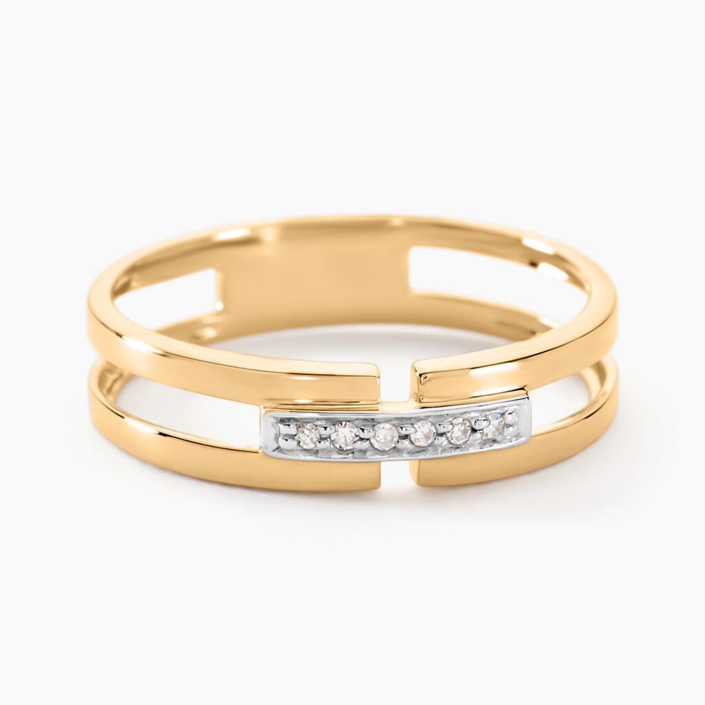 Bague Barrette Or Jaune Diamant - Bagues avec pierre Femme | Histoire d&rsquo;Or