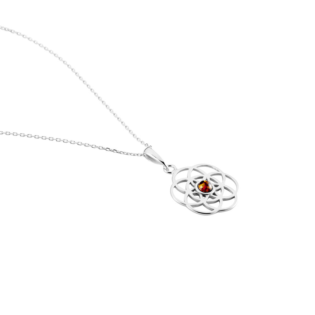 Collier Argent Blanc Aeson Ambre - Colliers fantaisie Femme | Histoire d&rsquo;Or