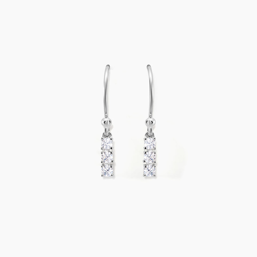 Boucles D'oreilles Pendantes Lauren Argent Blanc Oxyde De Zirconium - Boucles d'oreilles fantaisie Femme | Histoire d’Or