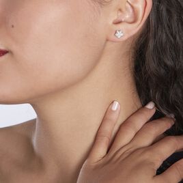 Boucles D'oreilles Puces Anne-charlotte Argent  Oxyde De Zirconium - Boucles d'oreilles fantaisie Femme | Histoire d’Or