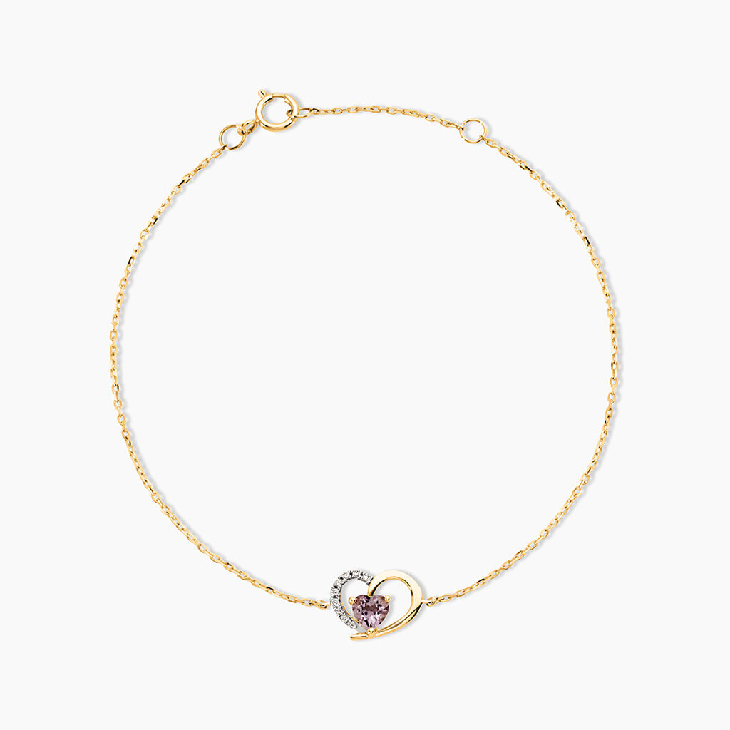 Bracelet Eliana Or Jaune Am&eacute;thyste Oxyde De Zirconium - Bracelets Femme | Histoire d&rsquo;Or