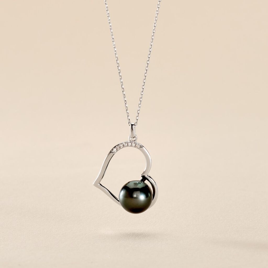 Collier Gian Or Blanc Perle De Tahiti Diamant - Colliers Femme | Histoire d’Or