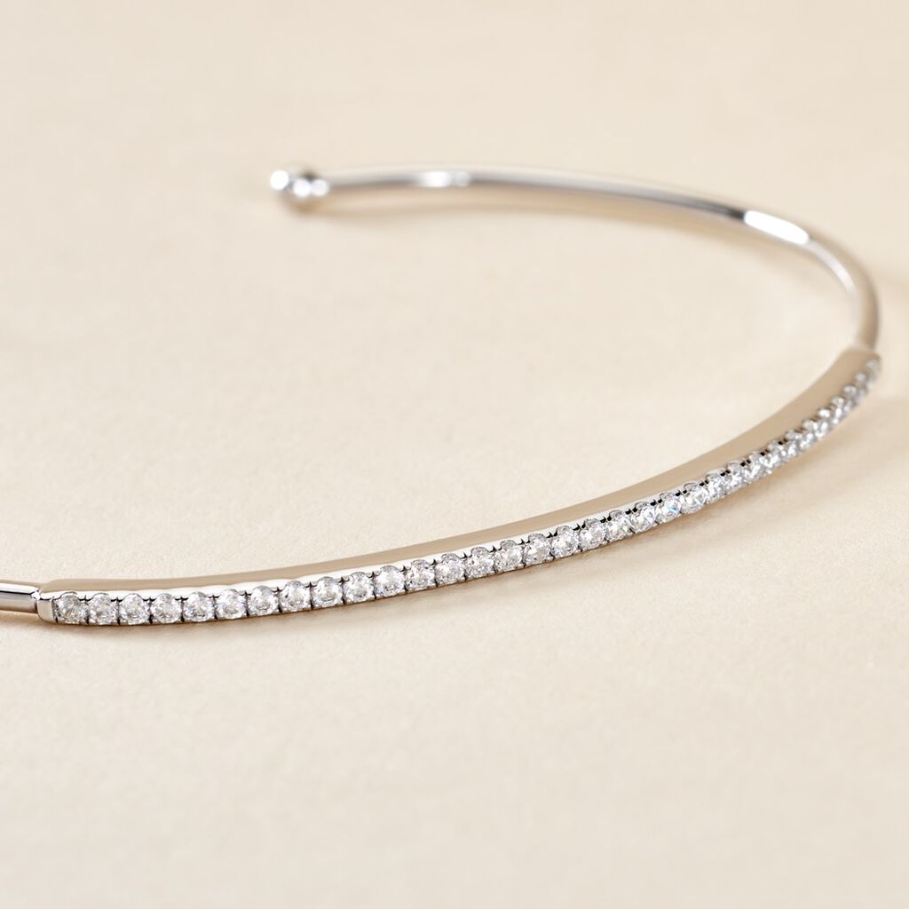 Bracelet Jonc Cléline Argent Blanc - Bracelets joncs Femme | Histoire d’Or