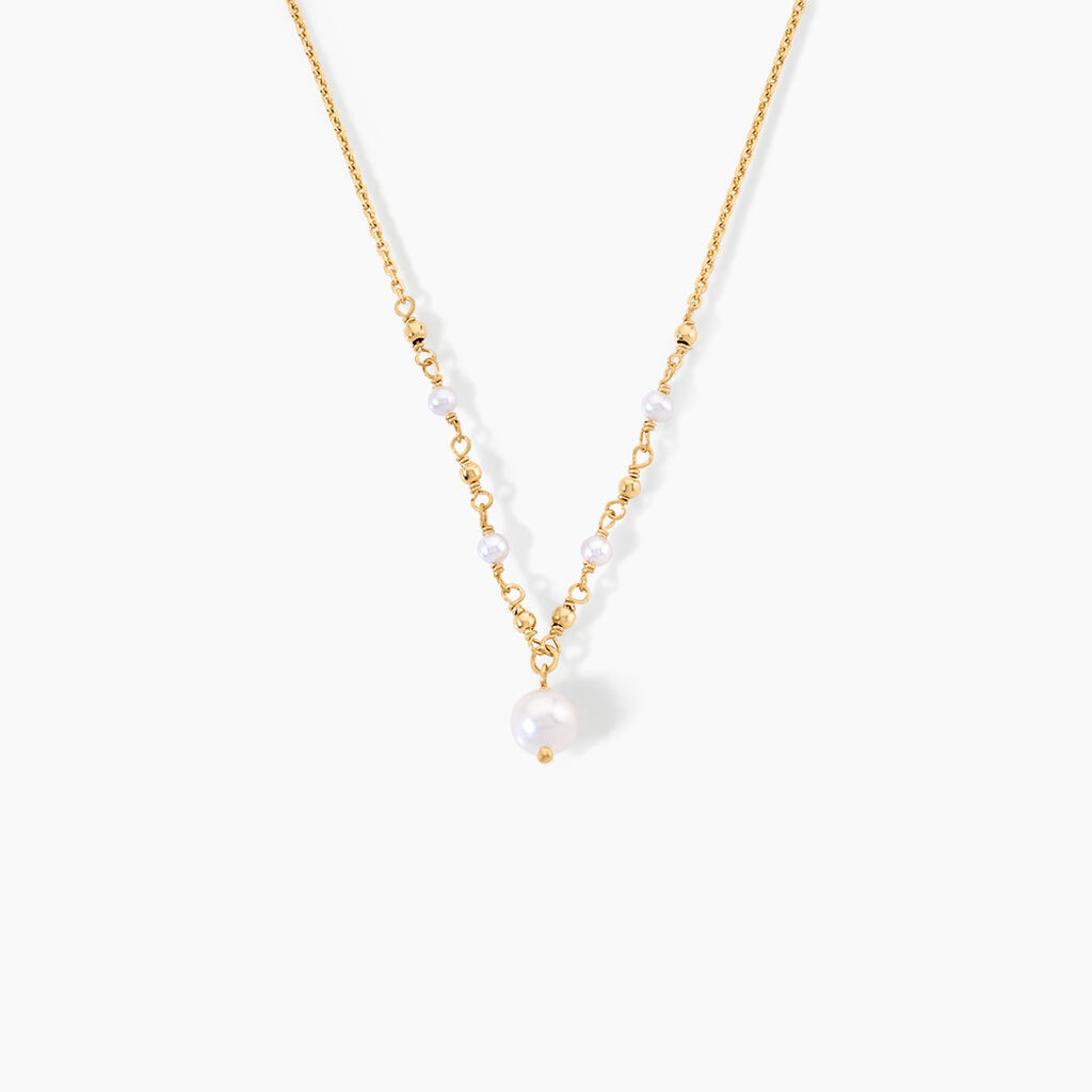 Collier Bindy Argent Dor&eacute; A L'Or 750/1000 Perle De Culture - Colliers  | Histoire d&rsquo;Or