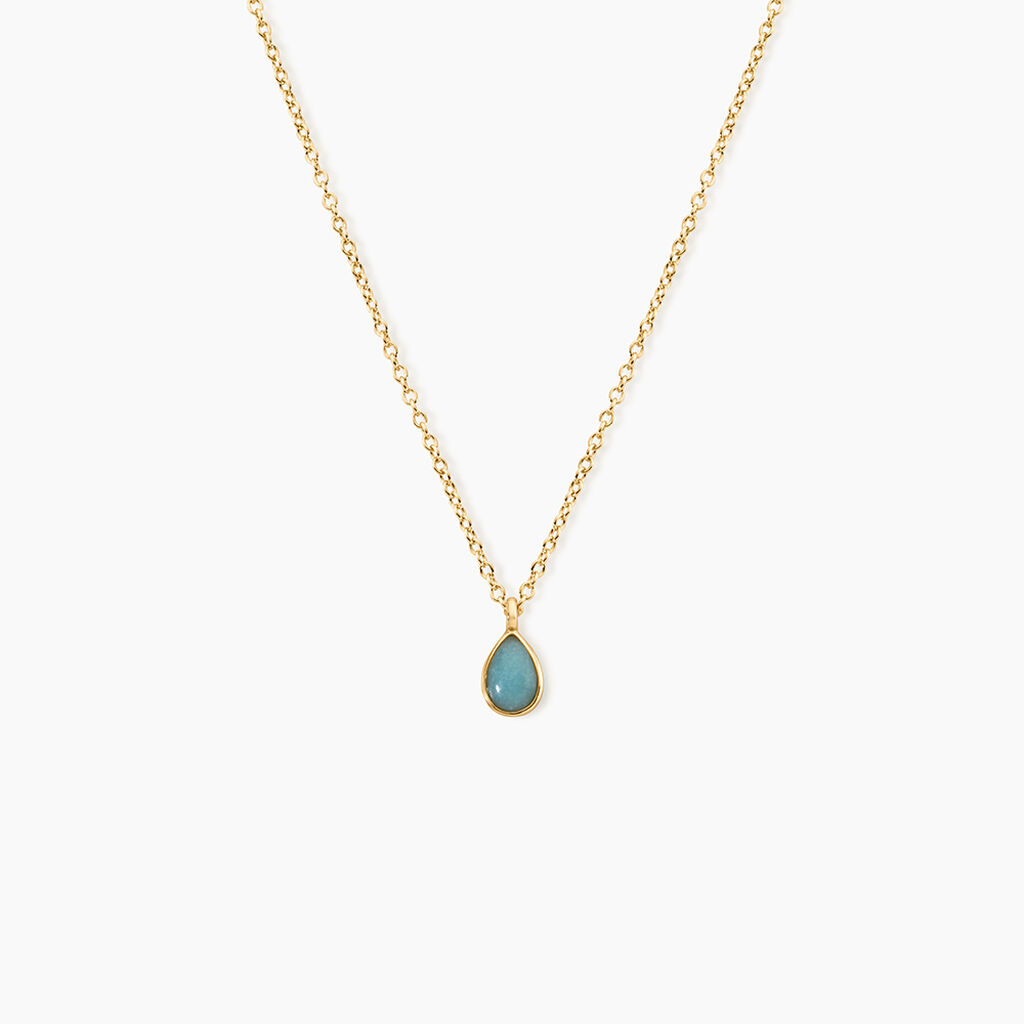 Collier Ondee Argent Dor&eacute; A L'Or 750/1000 Amazonite - Colliers Femme | Histoire d&rsquo;Or