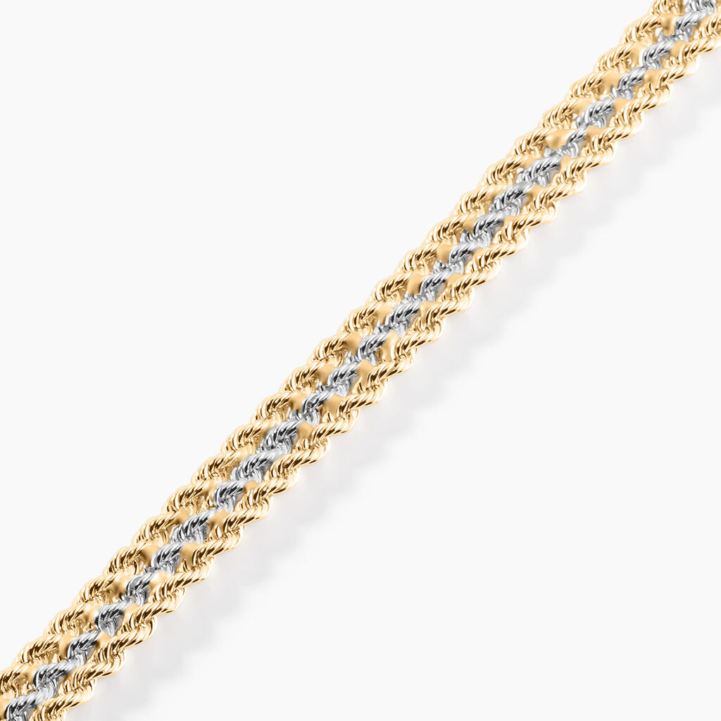 Bracelet Cordelia Maille Corde 3 Rangs Or Bicolore - Bracelets cha&icirc;ne Femme | Histoire d&rsquo;Or
