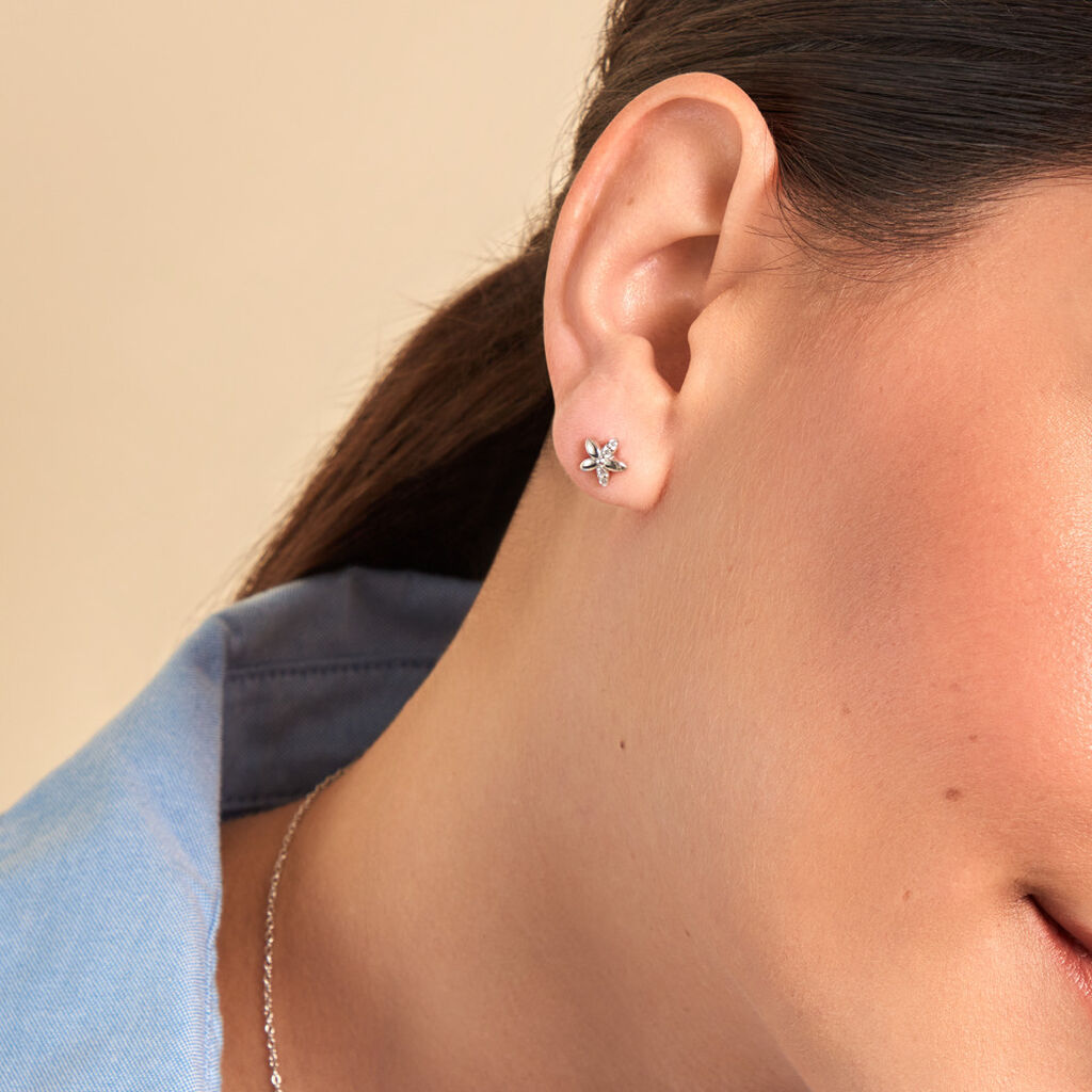 Boucles D'oreilles Puces Darline Argent Blanc Oxyde De Zirconium - Nouveautés Femme | Histoire d’Or
