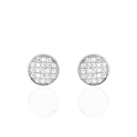 Boucles D'oreilles Puces Yesim Argent Blanc Oxyde De Zirconium - Boucles d'oreilles fantaisie Femme | Histoire d’Or