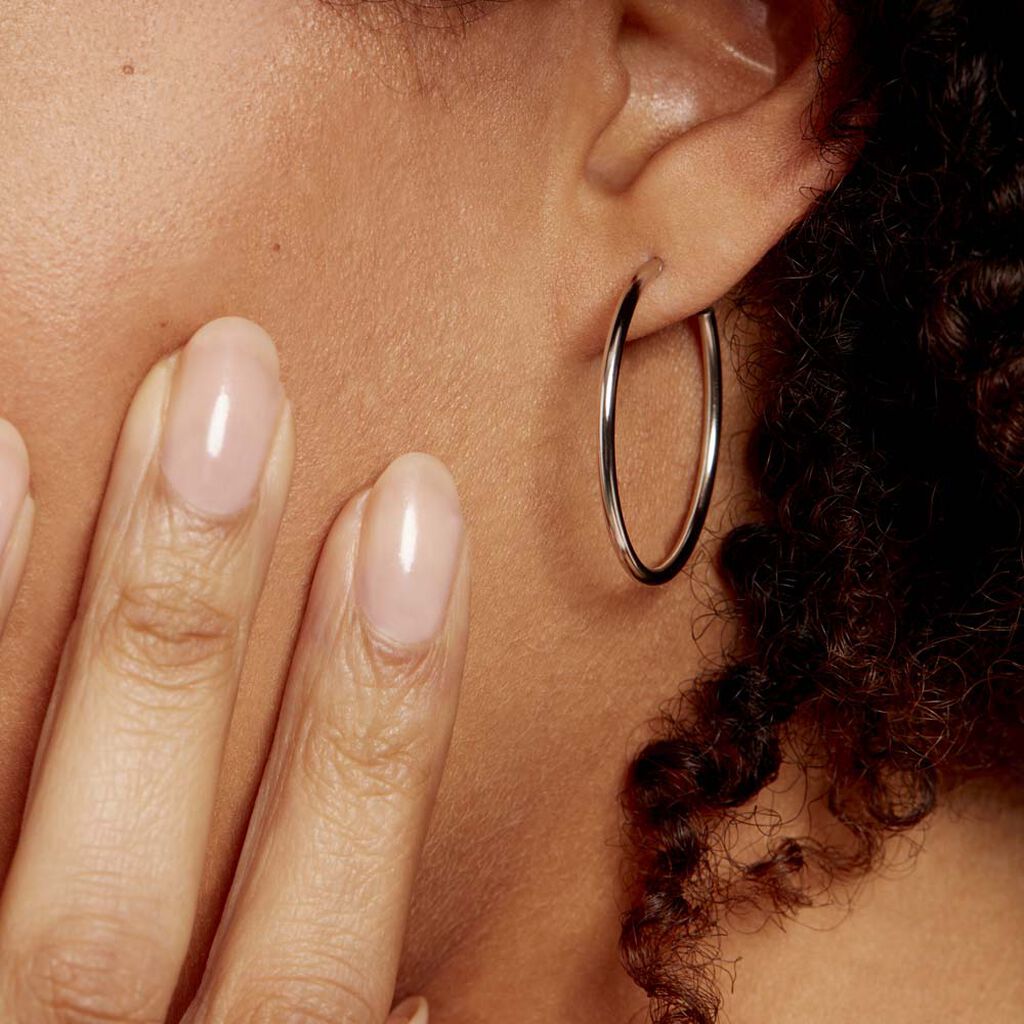 Créoles Argent Blanc Olympia - Boucles d'oreilles créoles Femme | Histoire d’Or