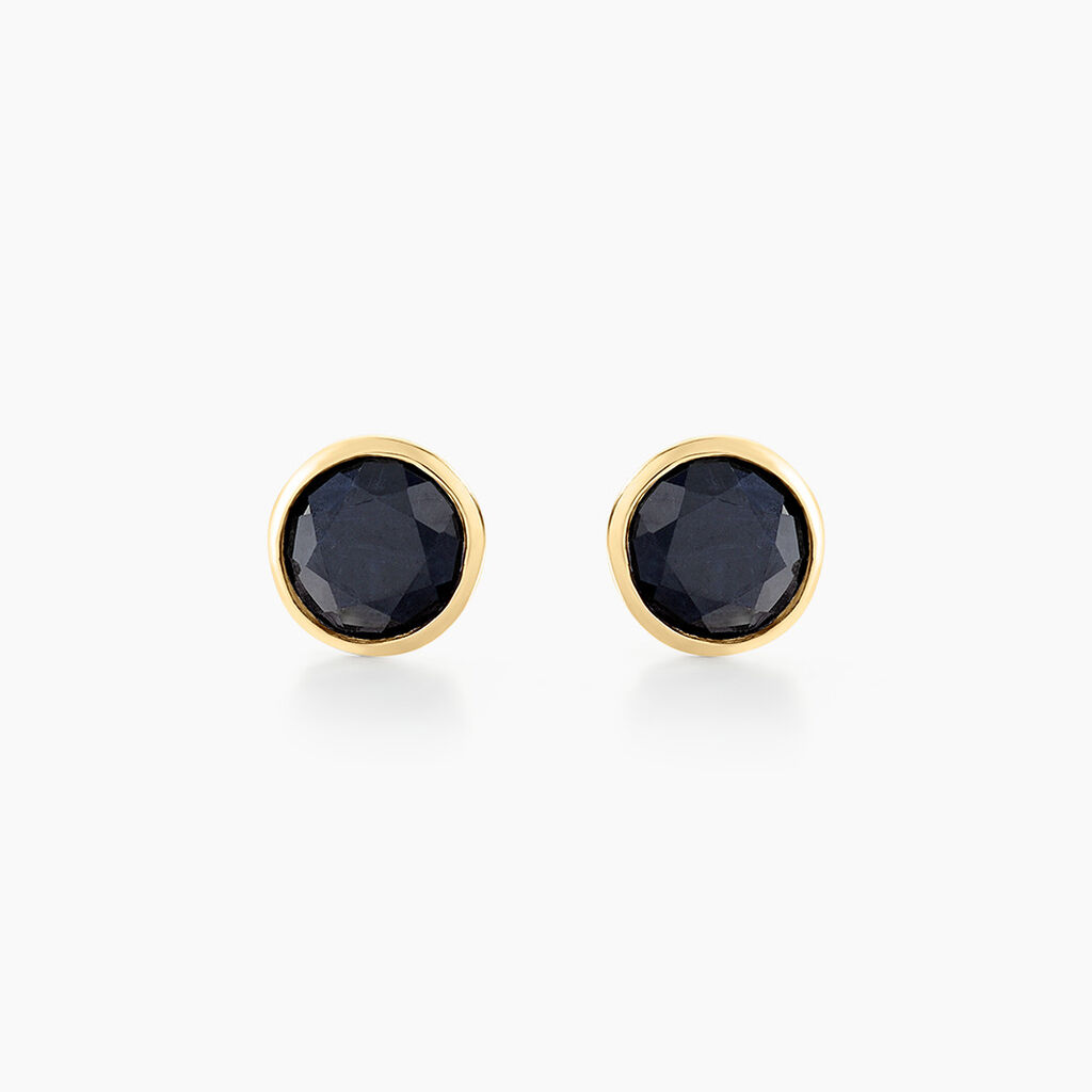 Boucles D'oreilles Puces Edy Serti Clos Or Jaune Saphir - Clous d'oreilles Femme | Histoire d’Or