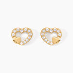 Boucles D'oreilles Puces Daria Double Coeurs Or Jaune Oxyde - Clous d'oreilles Femme | Histoire d&rsquo;Or