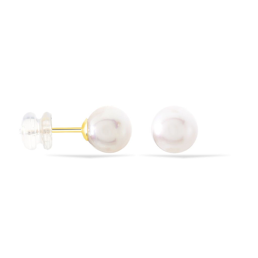 Boucles D'oreilles Puces Ursulina Or Jaune Perle De Culture - Clous d'oreilles Femme | Histoire d’Or