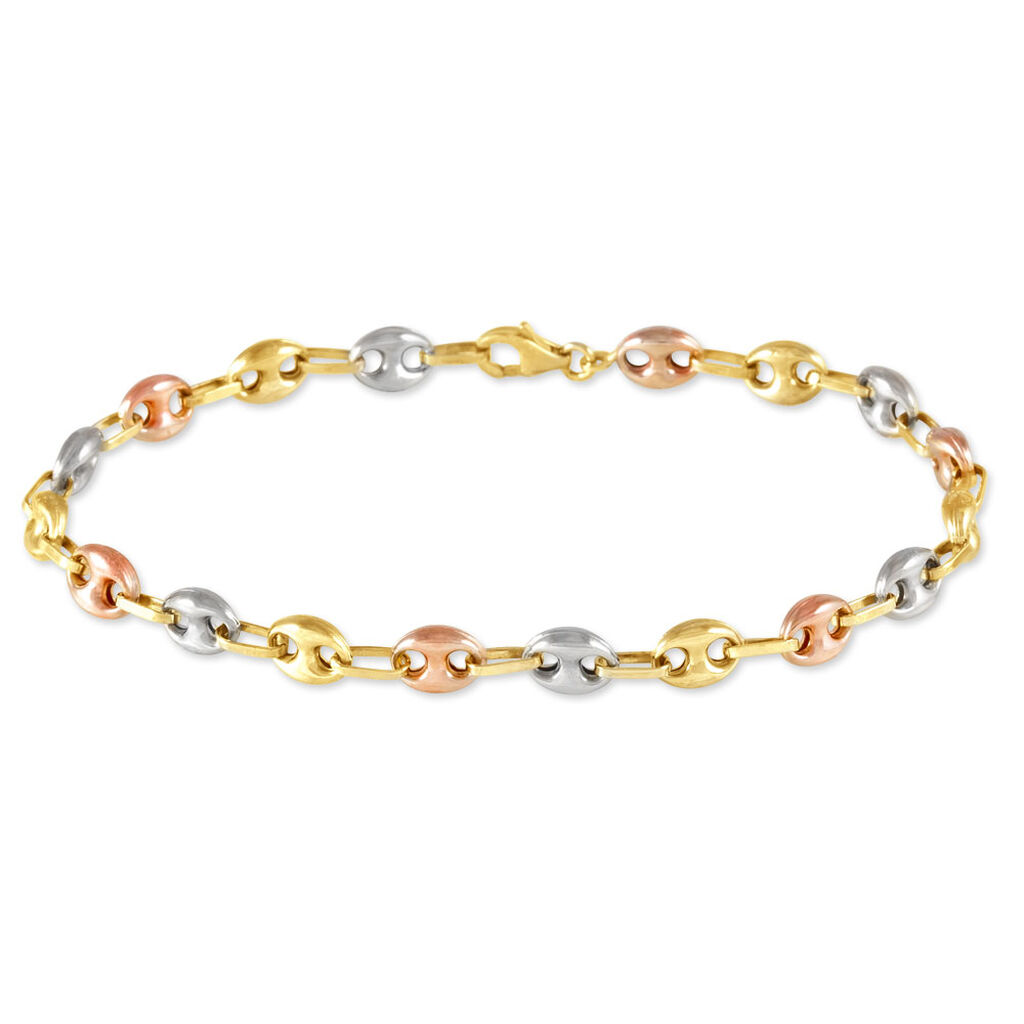 Bracelet Dami Maille Grain De Cafe Or Tricolore - Bracelets chaîne Homme | Histoire d’Or