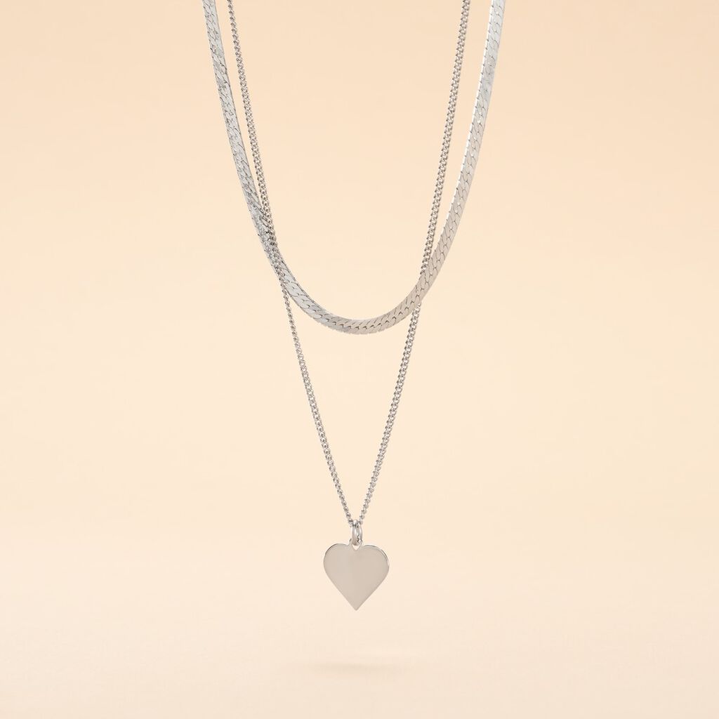 Collier Argent Blanc Sapphira - Colliers doubles et triples chaînes Femme | Histoire d’Or
