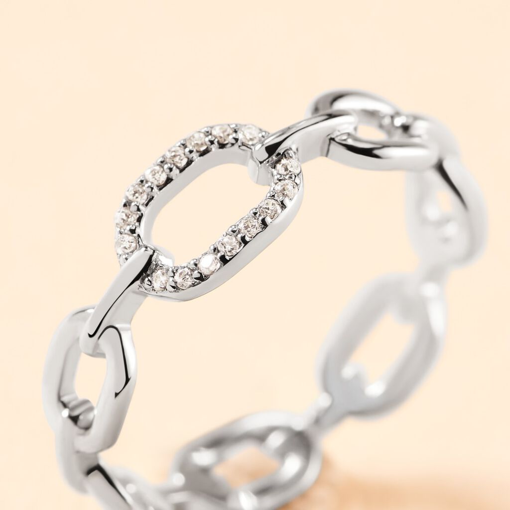 Bague Trait D'union Argent Blanc Oxyde De Zirconium - Bagues avec pierre Femme | Histoire d’Or