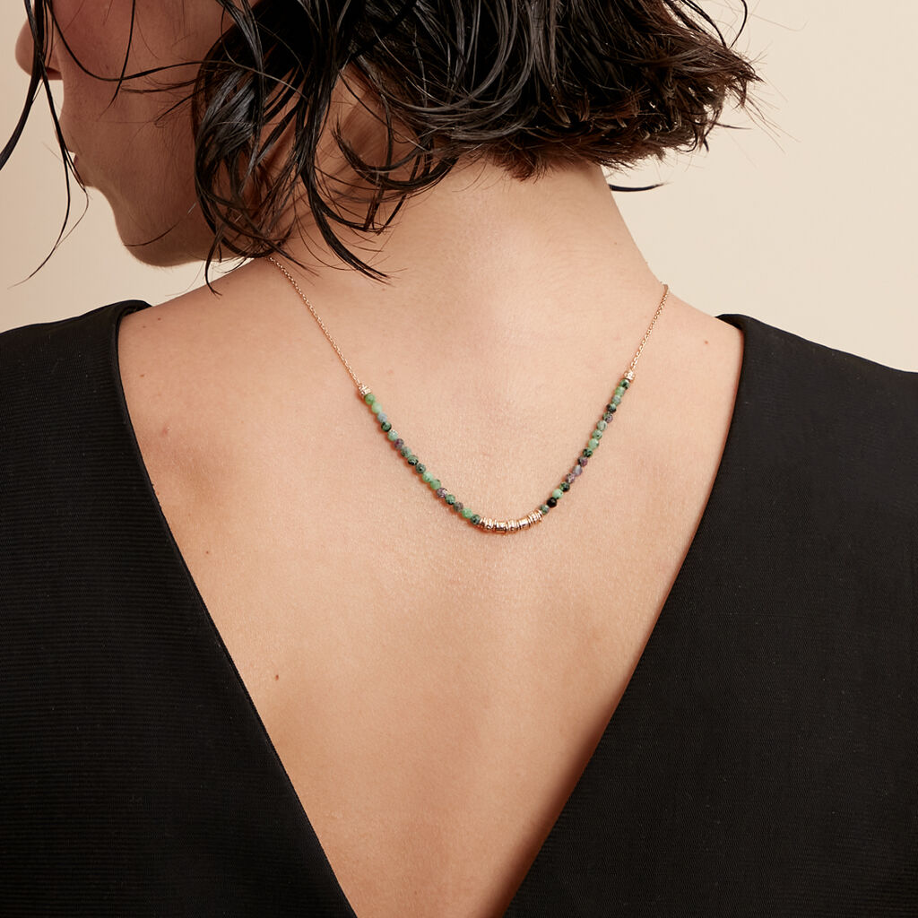 Collier Manua Plaqué Or Jaune Pierre D'imitation - Colliers Femme | Histoire d’Or