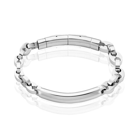Bracelet Identit&eacute; Zion Acier Blanc - Gourmettes Homme | Histoire d&rsquo;Or