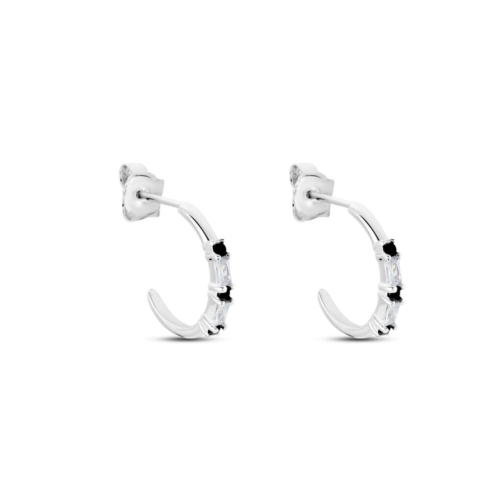 Cr&eacute;oles Adriana Argent Blanc Oxyde De Zirconium - Boucles d'oreilles cr&eacute;oles Femme | Histoire d&rsquo;Or