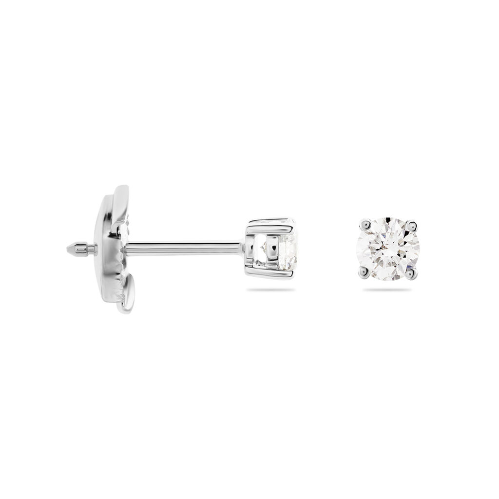Boucles D'oreilles Puces Victoria Platine Blanc Diamant - Clous d'oreilles Famille | Histoire d’Or