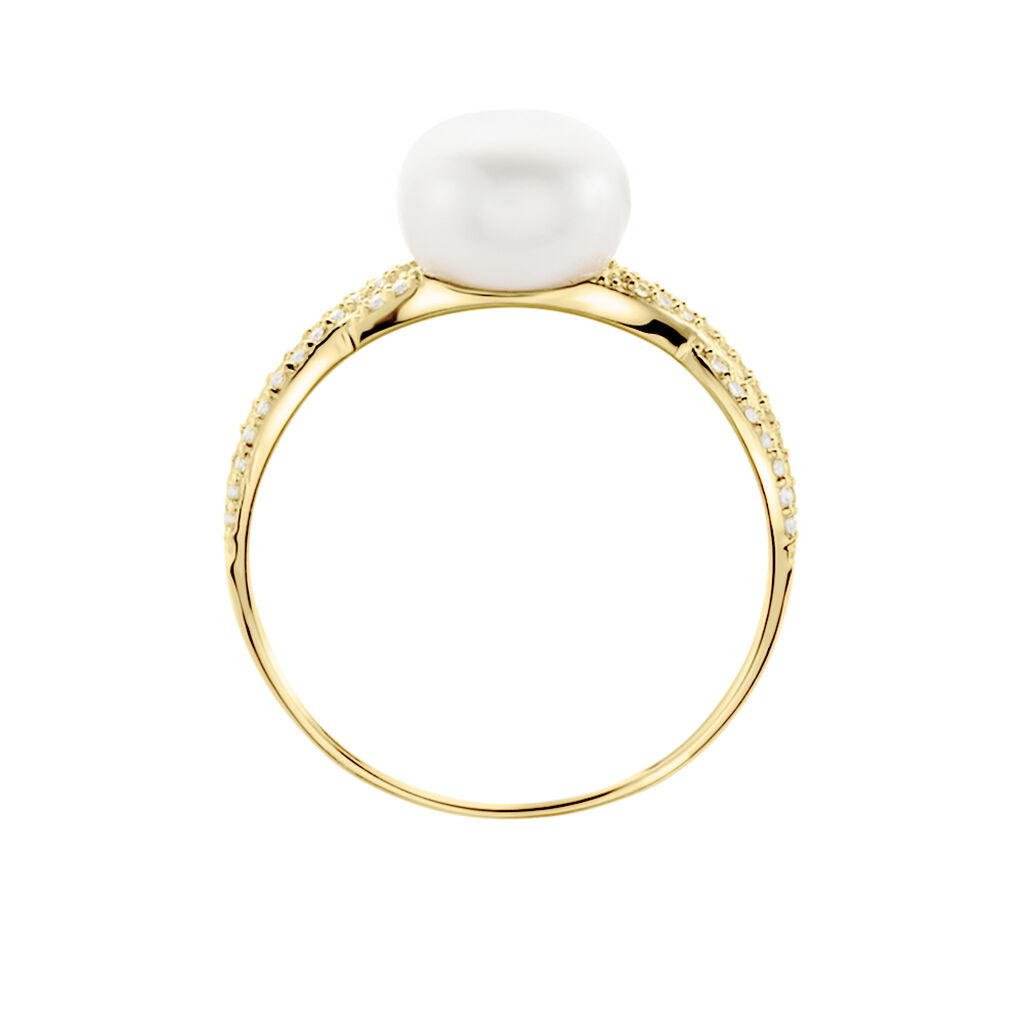 Bague Maria-theresa Or Jaune Perle De Culture Et Oxyde De Zirconium - Bagues avec pierre Femme | Histoire d’Or