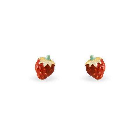Boucles D'oreilles Puces Fraise Or Jaune - Clous d'oreilles Enfant | Histoire d’Or