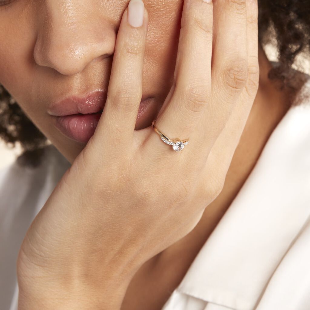 Bague Filipa Or Bicolore Oxyde De Zirconium - Bagues solitaires Femme | Histoire d’Or