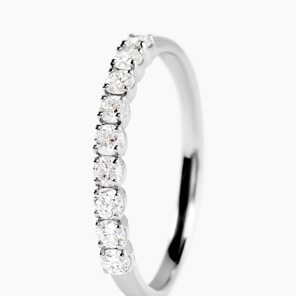 Demi-alliance Or Blanc  Eloisa Diamant Synthetique - Alliances Femme | Histoire d&rsquo;Or