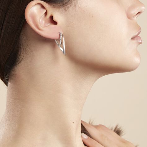 Créoles Luna Or Blanc Strass - Boucles d'oreilles créoles Femme | Histoire d’Or