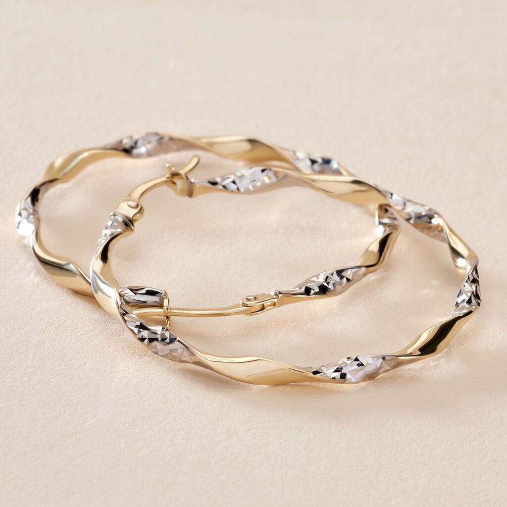 Créoles Eleanie Fil Vrille Or Bicolore - Boucles d'oreilles créoles Femme | Histoire d’Or