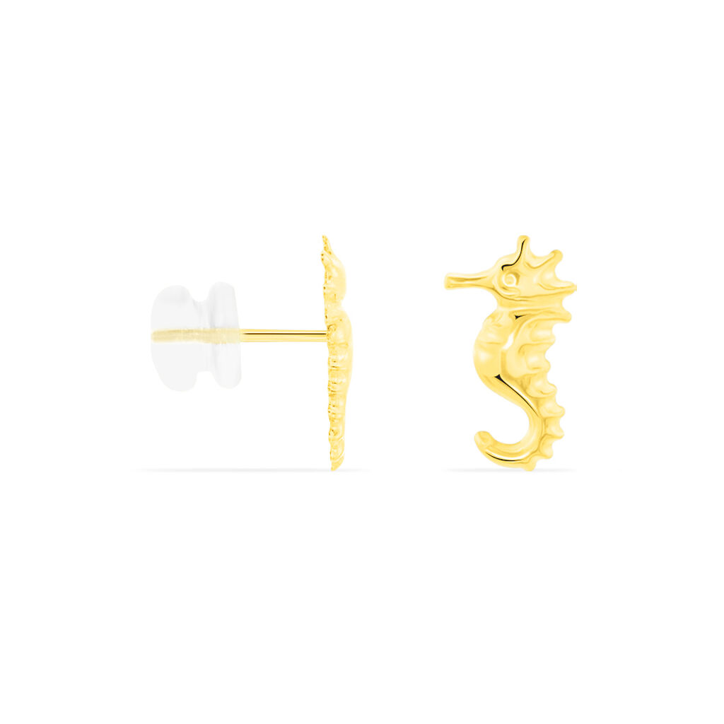 Boucles D'oreilles Puces Ambrosie Hippocampe Or Jaune - Clous d'oreilles Femme | Histoire d’Or