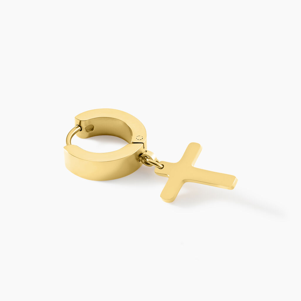 Créole Unitaire Feodor Acier Jaune - Boucles d'oreilles créoles Homme | Histoire d’Or