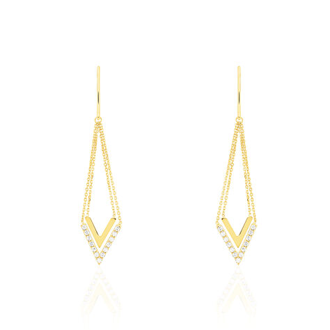 Boucles D'oreilles Pendantes Daina Or Jaune Oxyde De Zirconium - Boucles d'oreilles pendantes Femme | Histoire d’Or