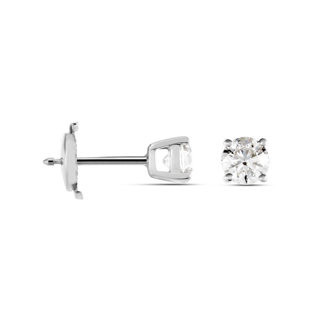 Boucles D'oreilles Puces Victoria Or Blanc Diamant - Clous d'oreilles Famille | Histoire d’Or