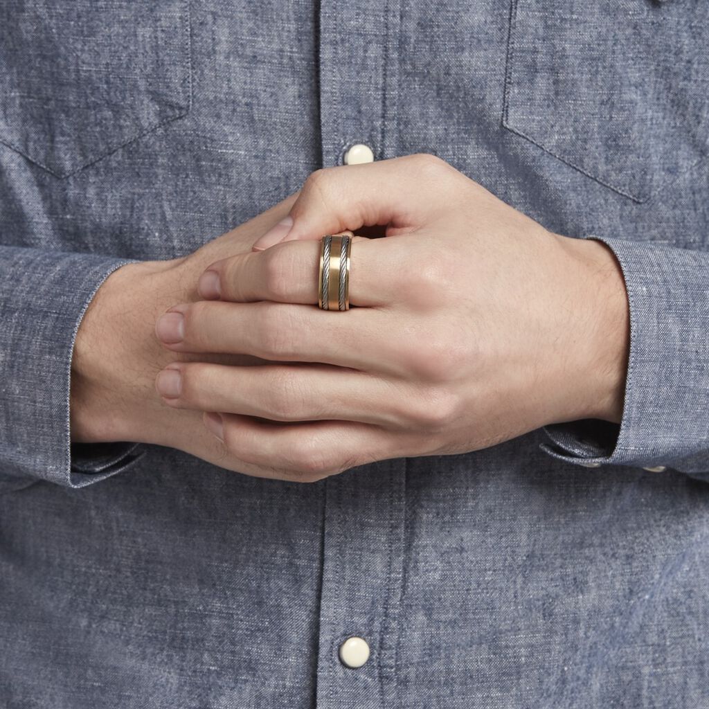 Bague Andro Acier Bicolore - Bagues fantaisie Homme | Histoire d’Or