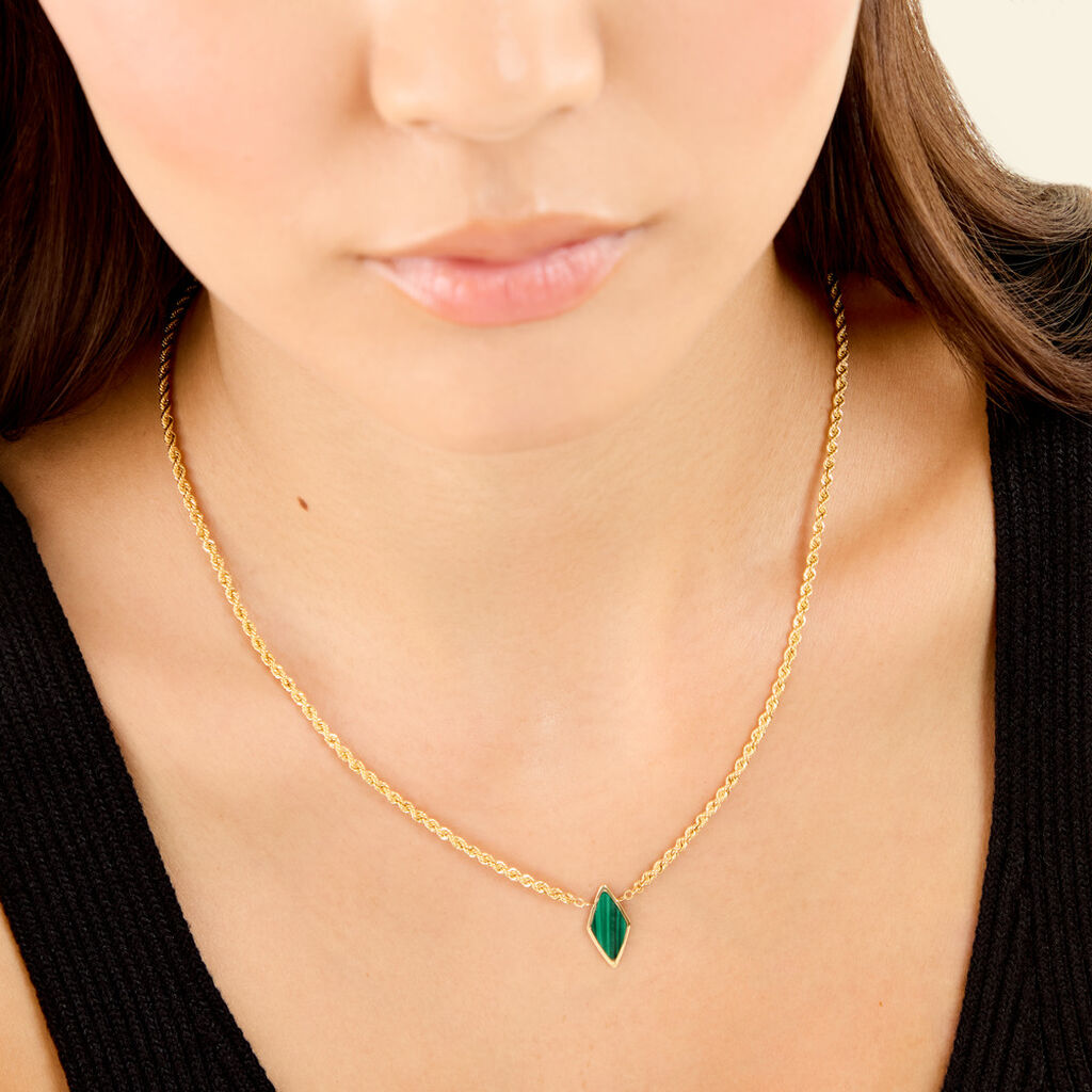 Collier Jerry Or Jaune Malachite - Colliers pierre Femme | Histoire d&rsquo;Or