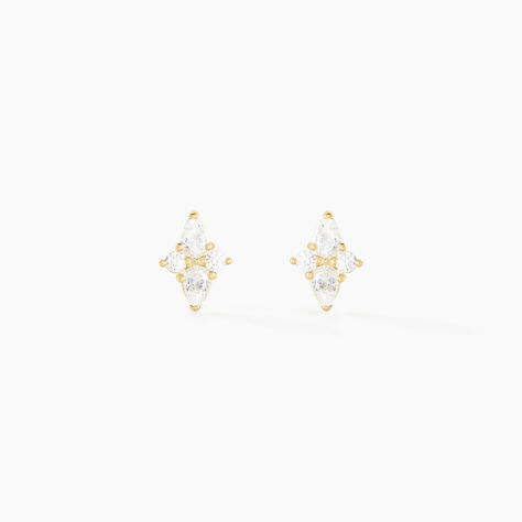 Boucles D'oreilles Puces Titty Or Jaune Oxyde De Zirconium - Boucles d'Oreilles Etoile Femme | Histoire d’Or