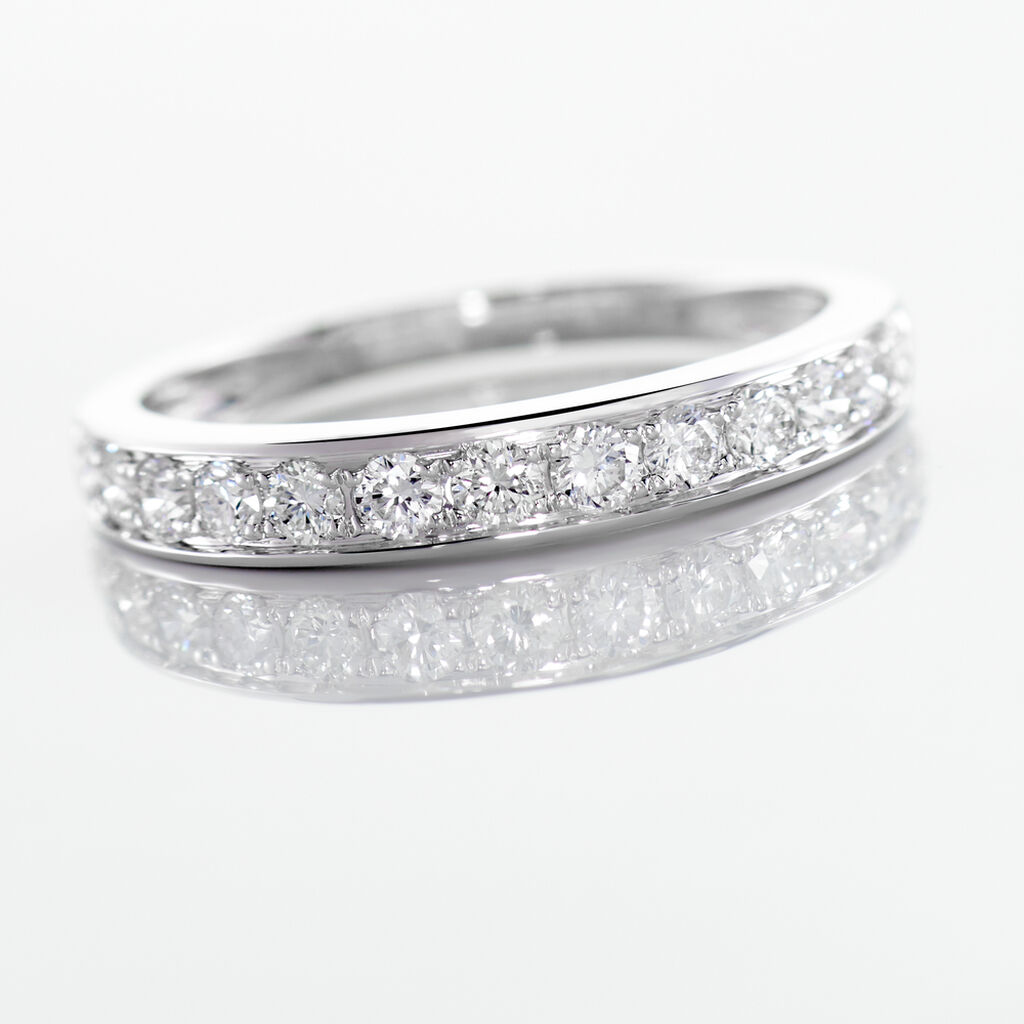 Demi-alliance Or Blanc  Valentine Diamant Synthetique - Bijoux Femme | Histoire d&rsquo;Or