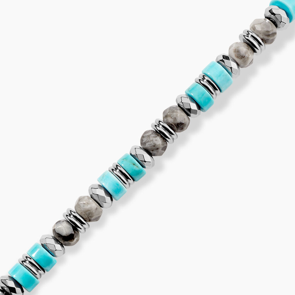 Bracelet Naturel Autres Tricolore Turquoise H&eacute;matite Jaspe Africain - Bracelets Homme | Histoire d&rsquo;Or