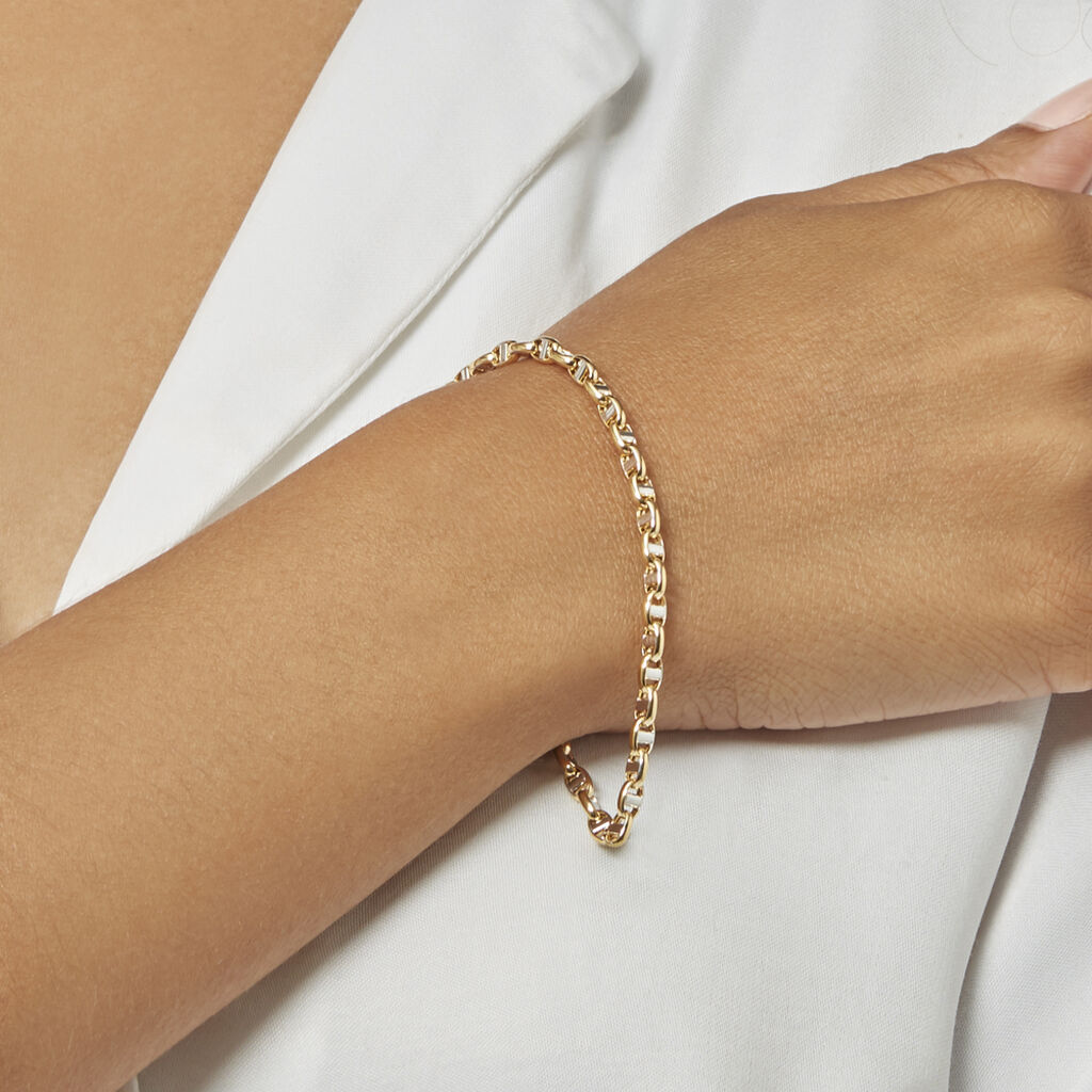 Bracelet Carlo Maille Marine Ronde Or Bicolore - Bracelets chaîne Femme | Histoire d’Or