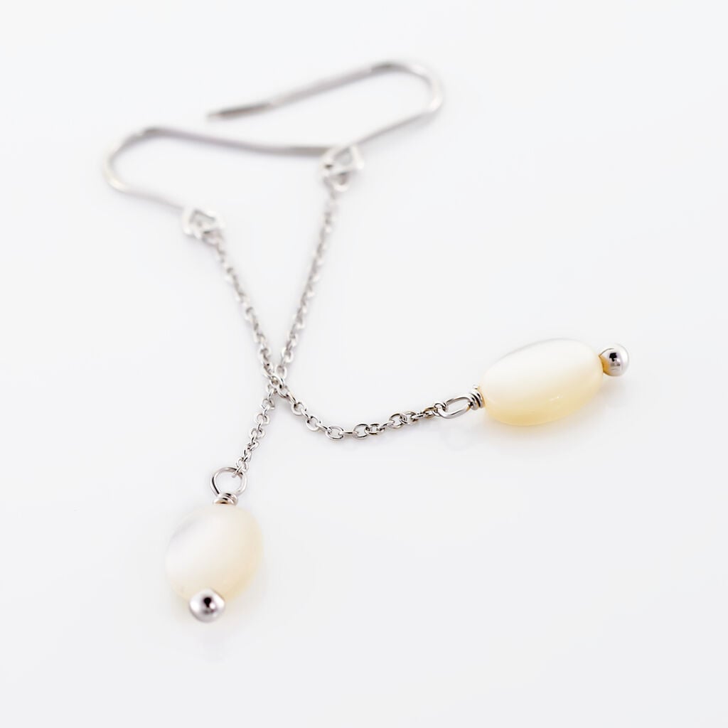 Boucles D'oreilles Pendantes Sirene Argent Blanc Nacre - Boucles d'oreilles fantaisie Femme | Histoire d&rsquo;Or