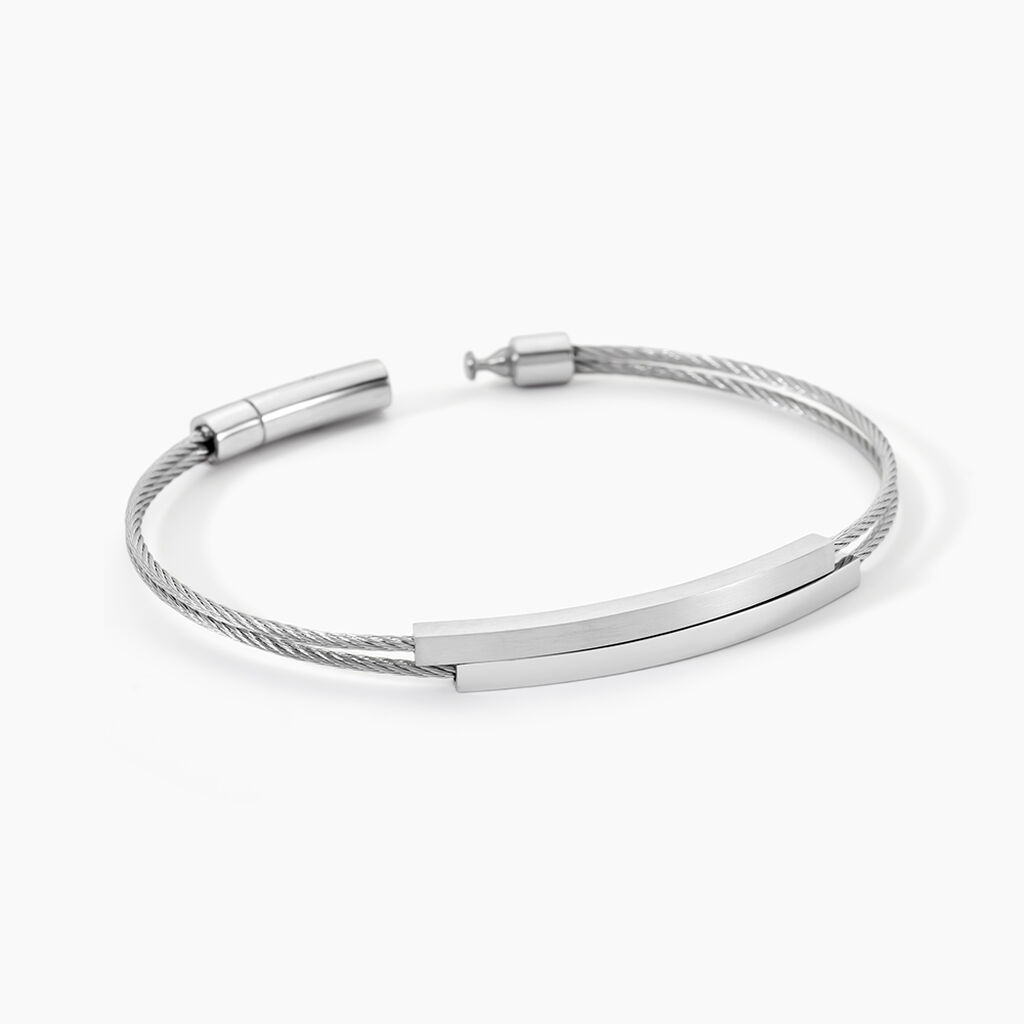 Bracelet Jonc Jakob Acier Blanc Sans Pierre - Bracelets joncs Homme | Histoire d’Or