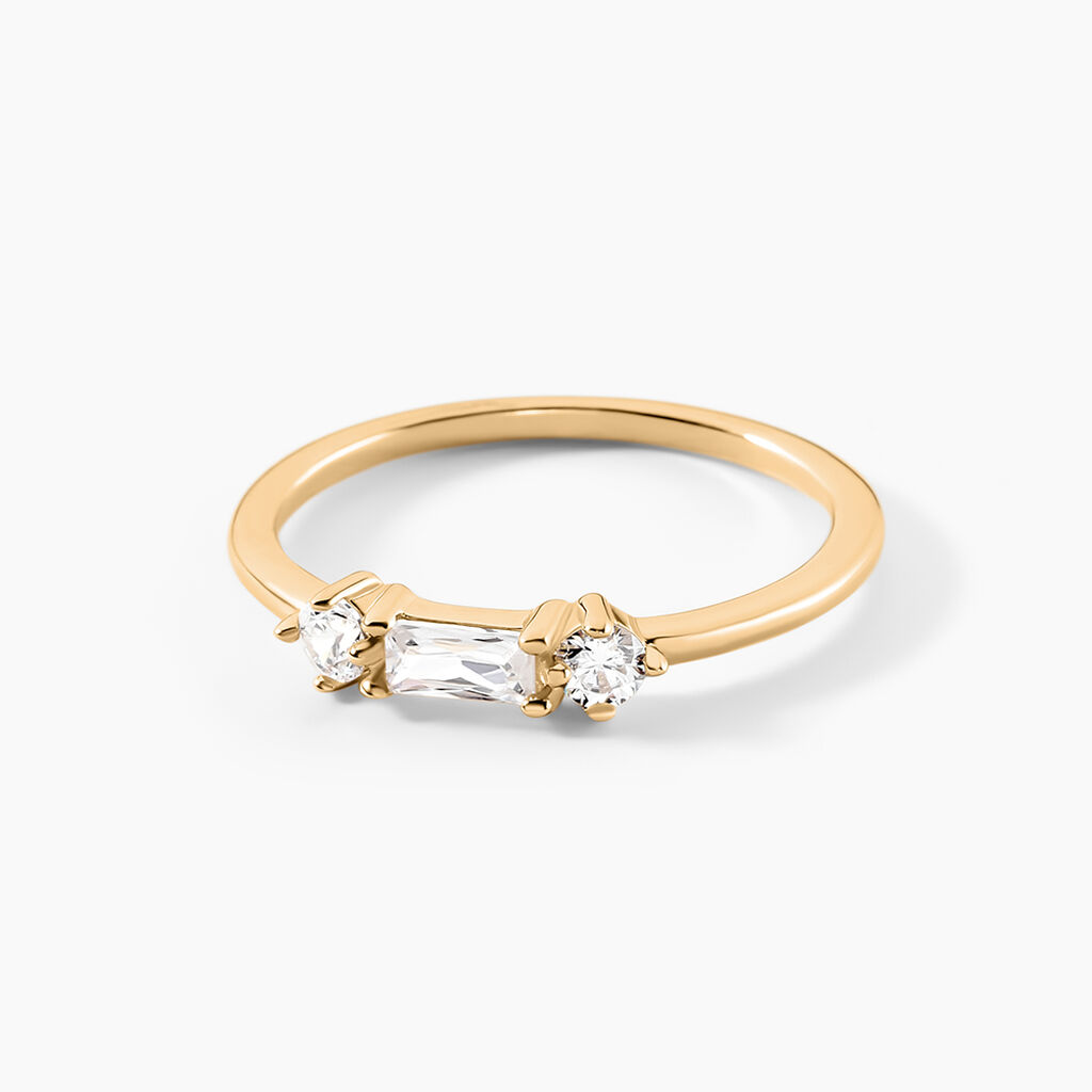 Bague Estela Plaque Or Jaune Oxyde De Zirconium - Bagues avec pierre Femme | Histoire d&rsquo;Or