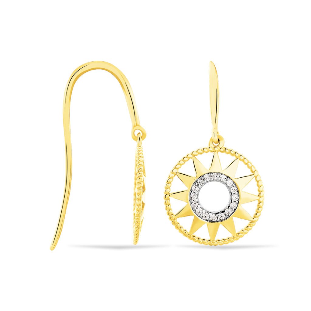 Boucles D'oreilles Pendantes Thallya Or Jaune Oxyde De Zirconium - Boucles d'oreilles pendantes Femme | Histoire d&rsquo;Or
