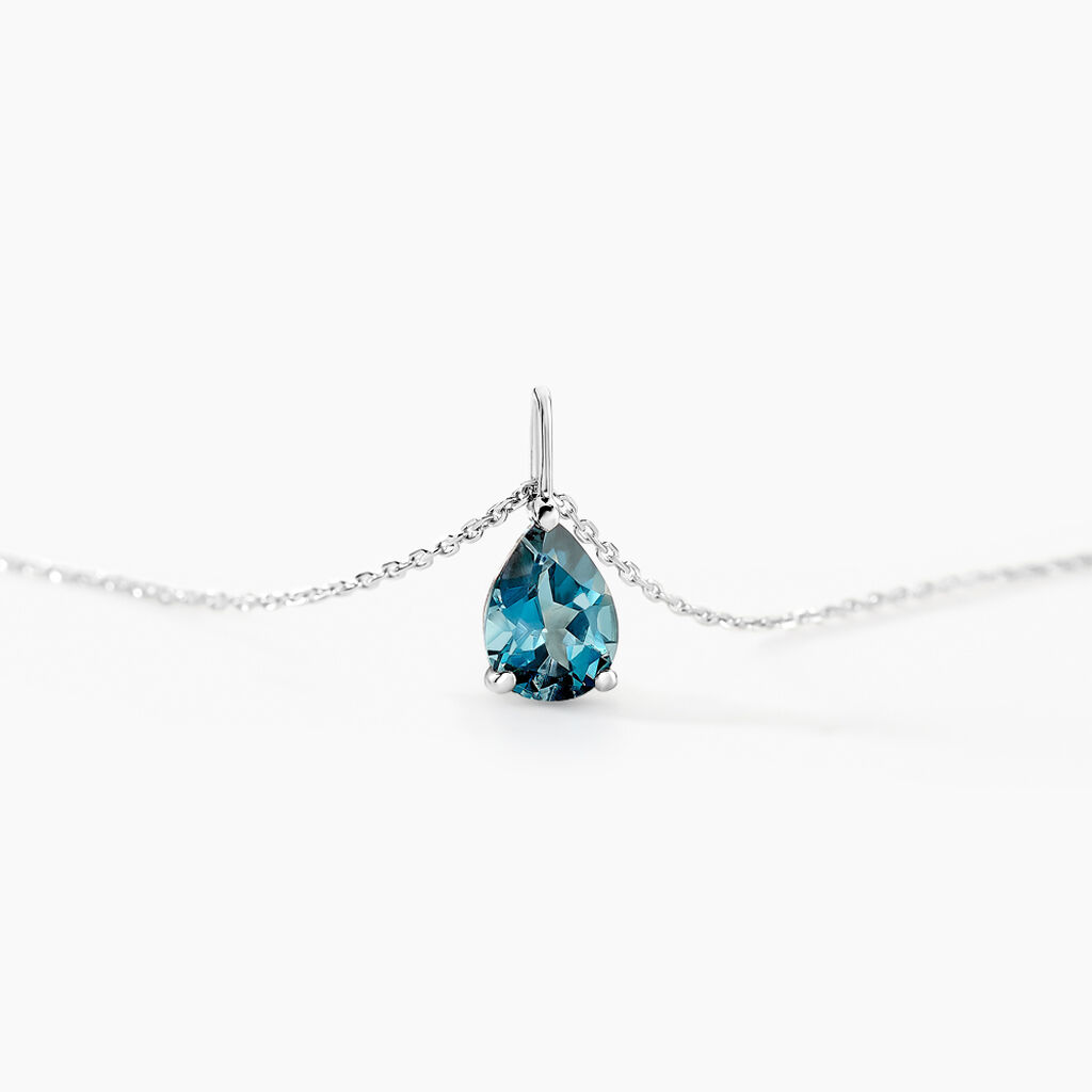 Collier Goutte Or Blanc Topaze - Colliers Femme | Histoire d’Or