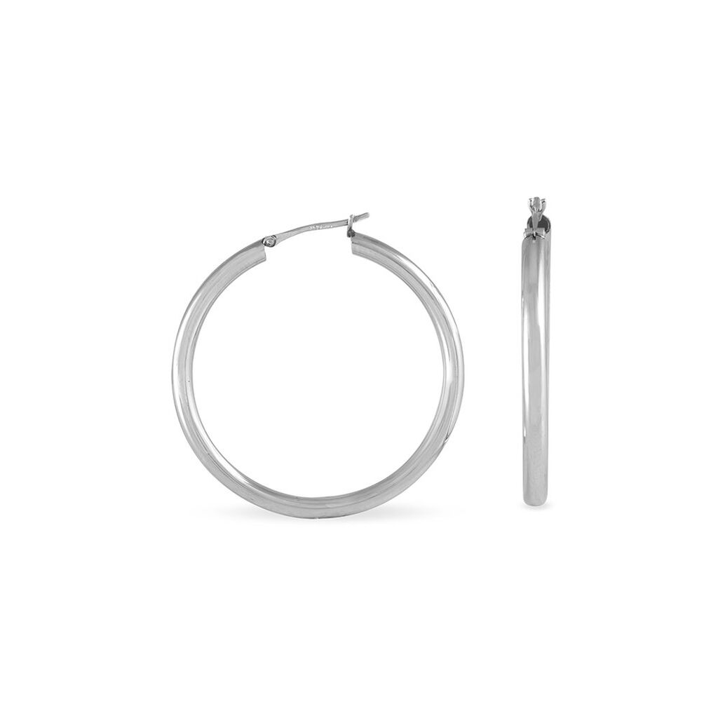 Créoles Argent Blanc Anne - Boucles d'oreilles créoles Femme | Histoire d’Or