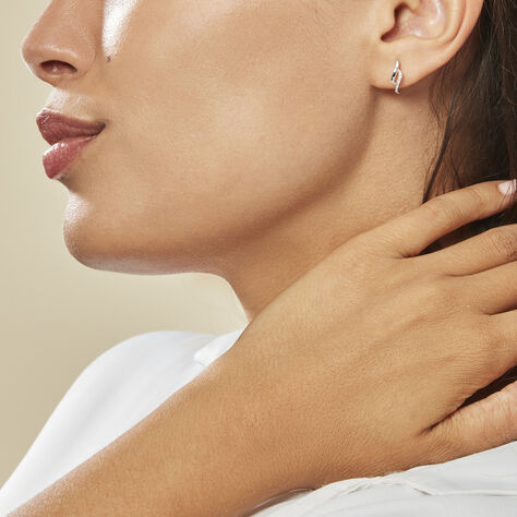 Boucles D'oreilles Puces Callum Or Blanc Diamant - Clous d'oreilles Femme | Histoire d’Or